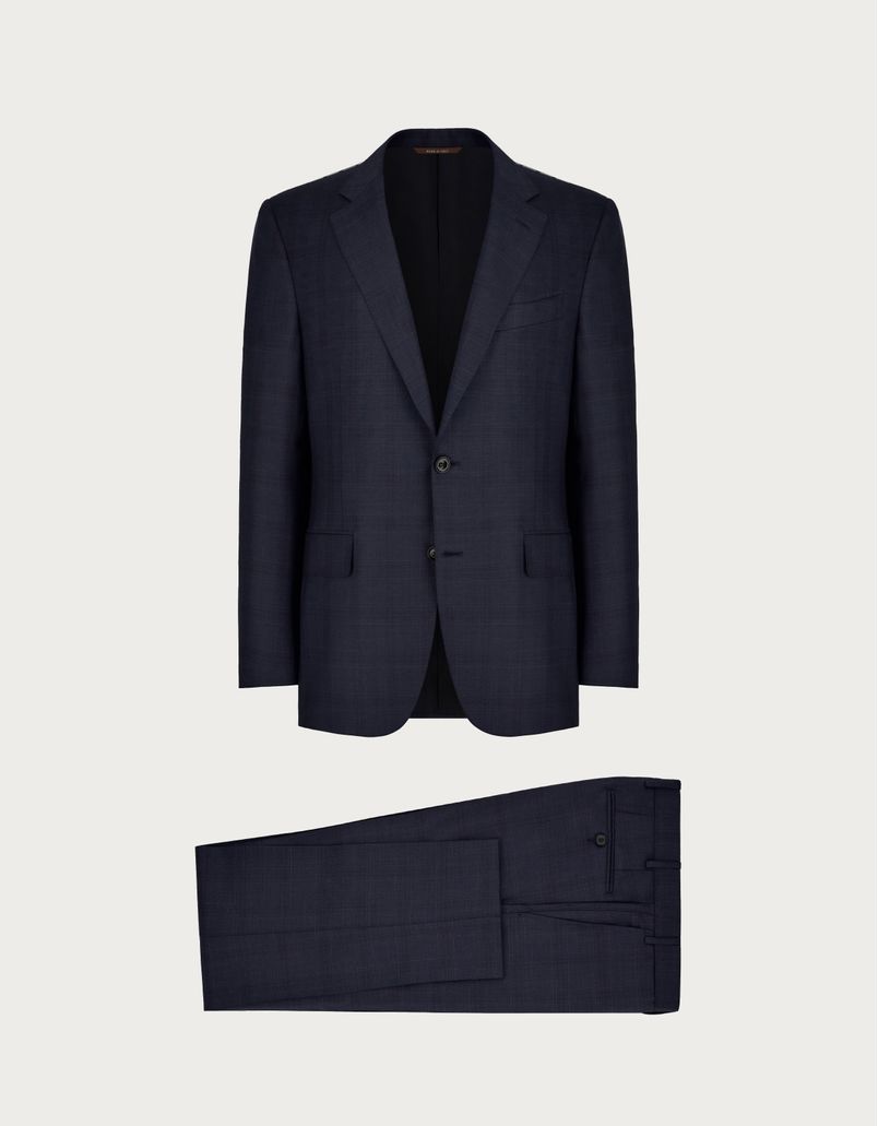 Overcheck Kei suit in blue 150's wool