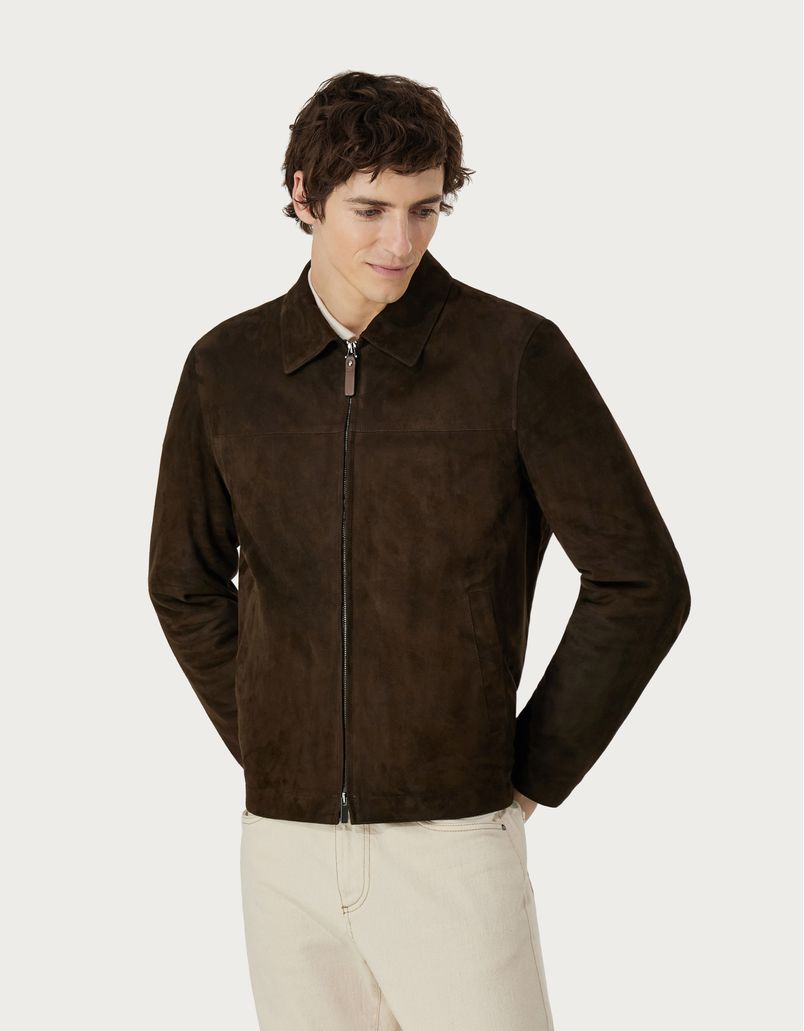 Jacket in ultra-soft brown suede