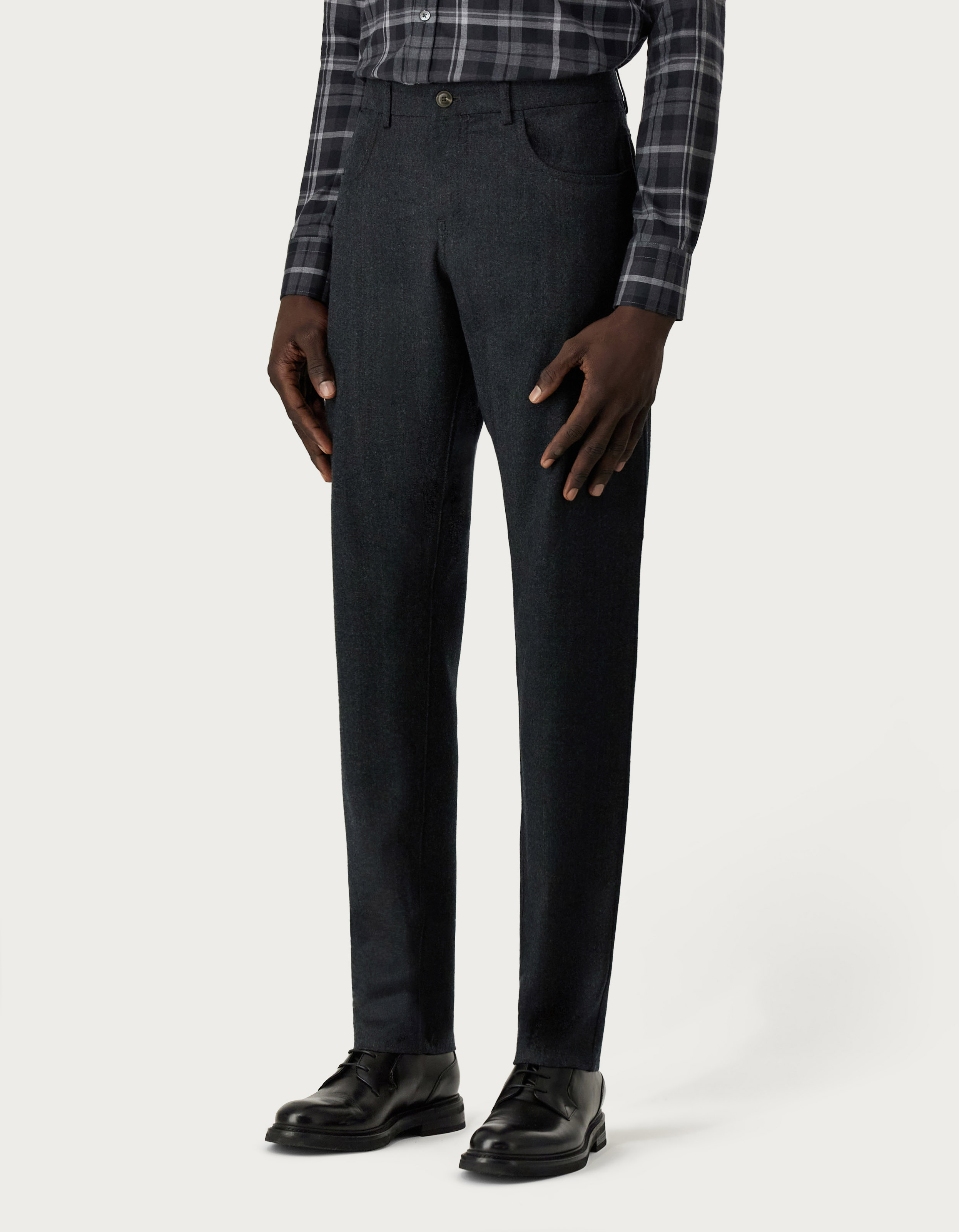Auralee Wool Kid-Mohair Gabardine Narrow Slacks - Dark Olive