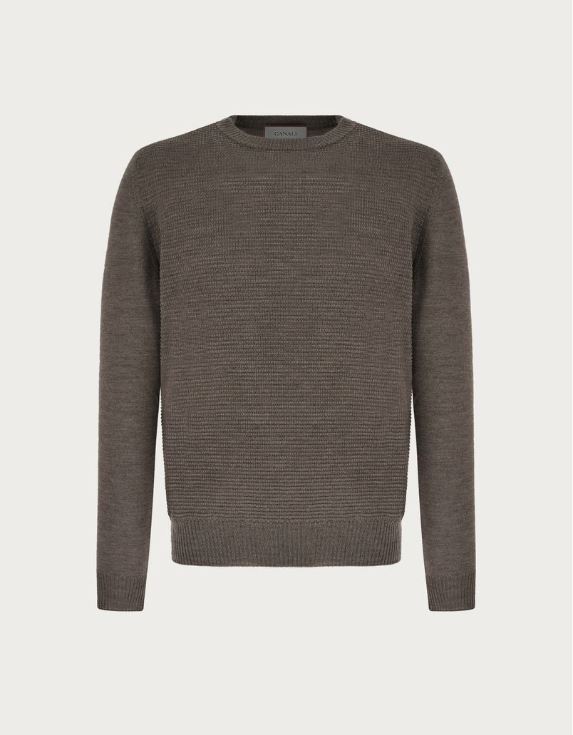 Dove grey wool crew-neck