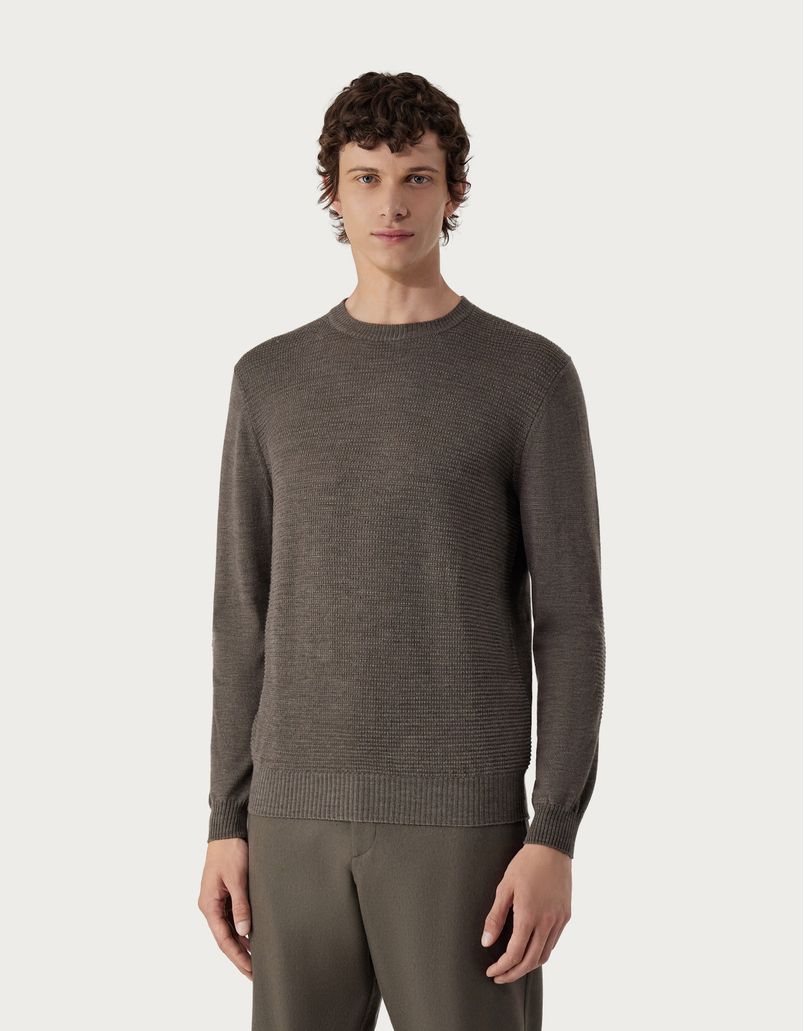 Dove grey wool crew-neck