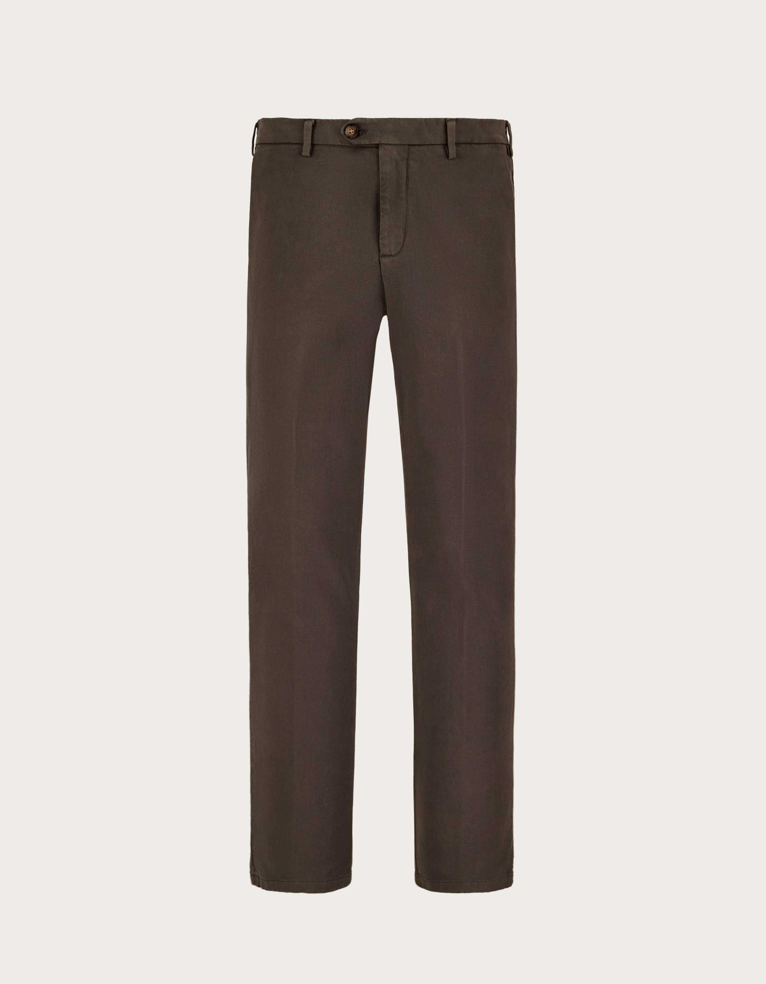 Chocolate garment-dyed Cotton Twill Chinos - Canali US