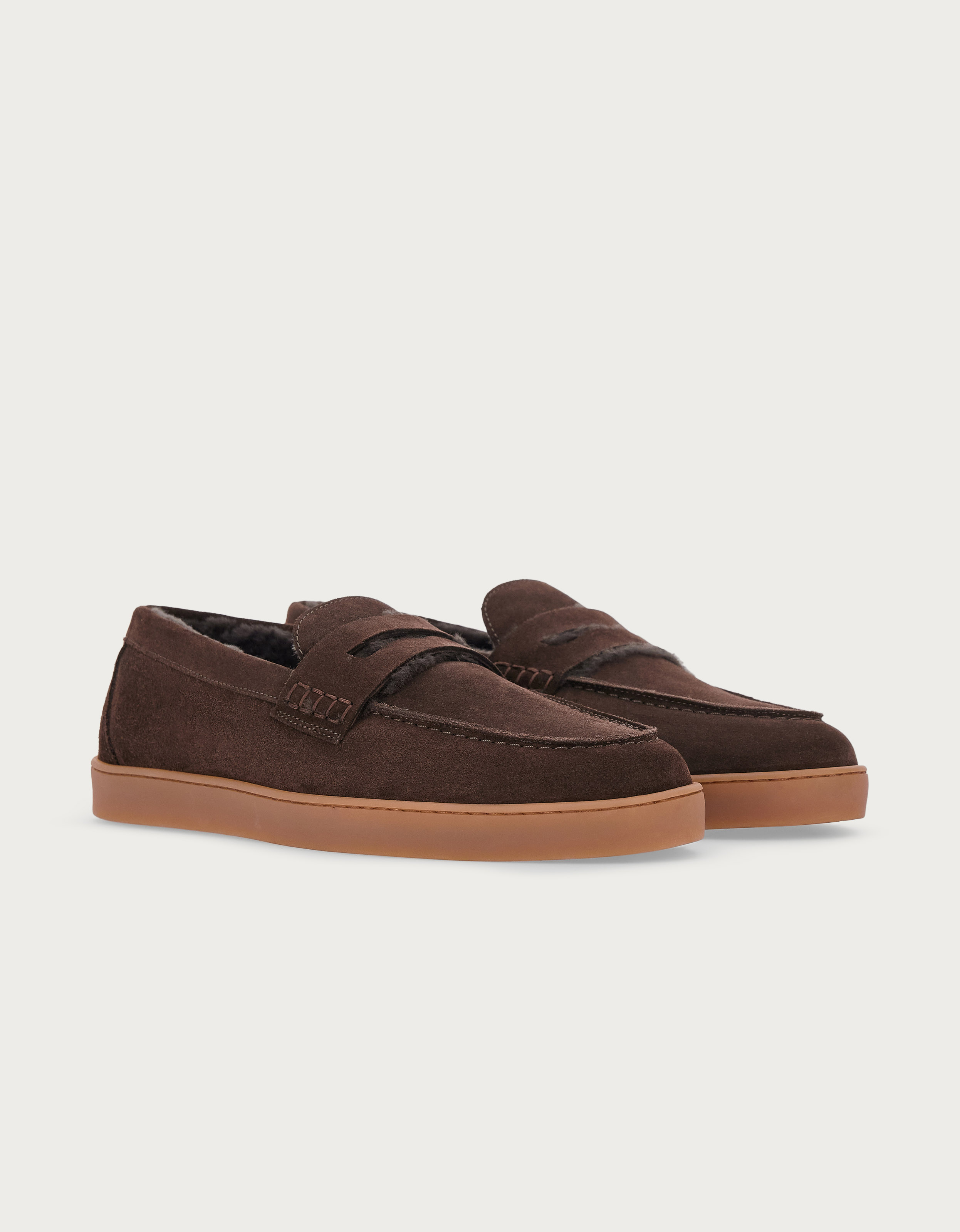 Dark brown suede loafers with with shearling lining - Canali US Dark brown suede loafers with with shearling lining - Canali US