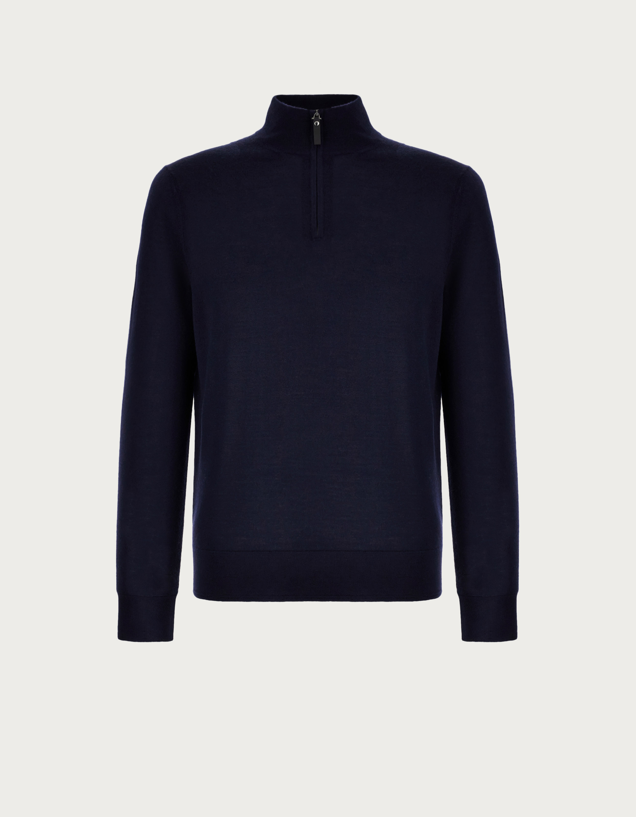 Men s mock turtleneck in navy blue cashmere wool and silk Canali US