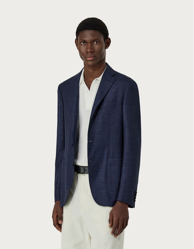 Blue Kei blazer in wool, silk and linen