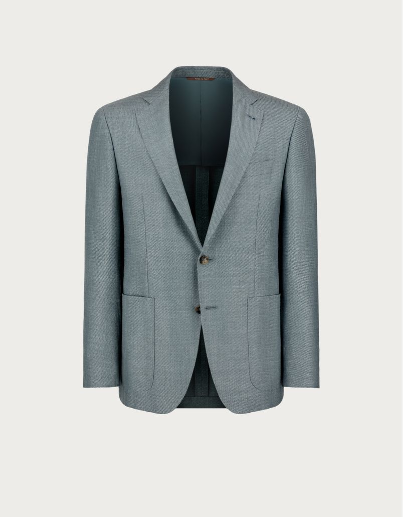 Kei blazer in green linen, silk and wool