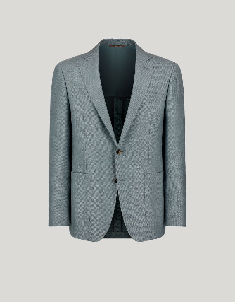 Kei blazer in green linen, silk and wool
