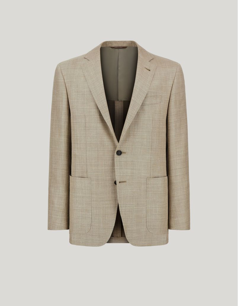Beige Kei blazer in wool, silk and linen