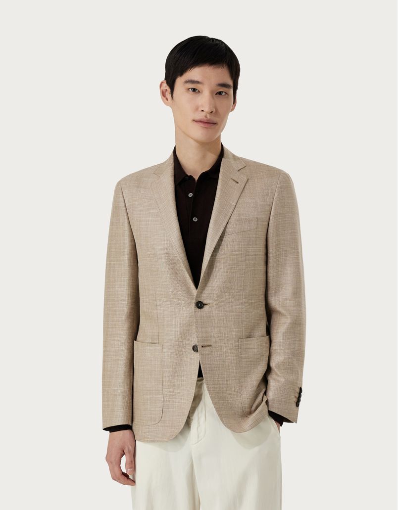 Beige Kei blazer in wool, silk and linen