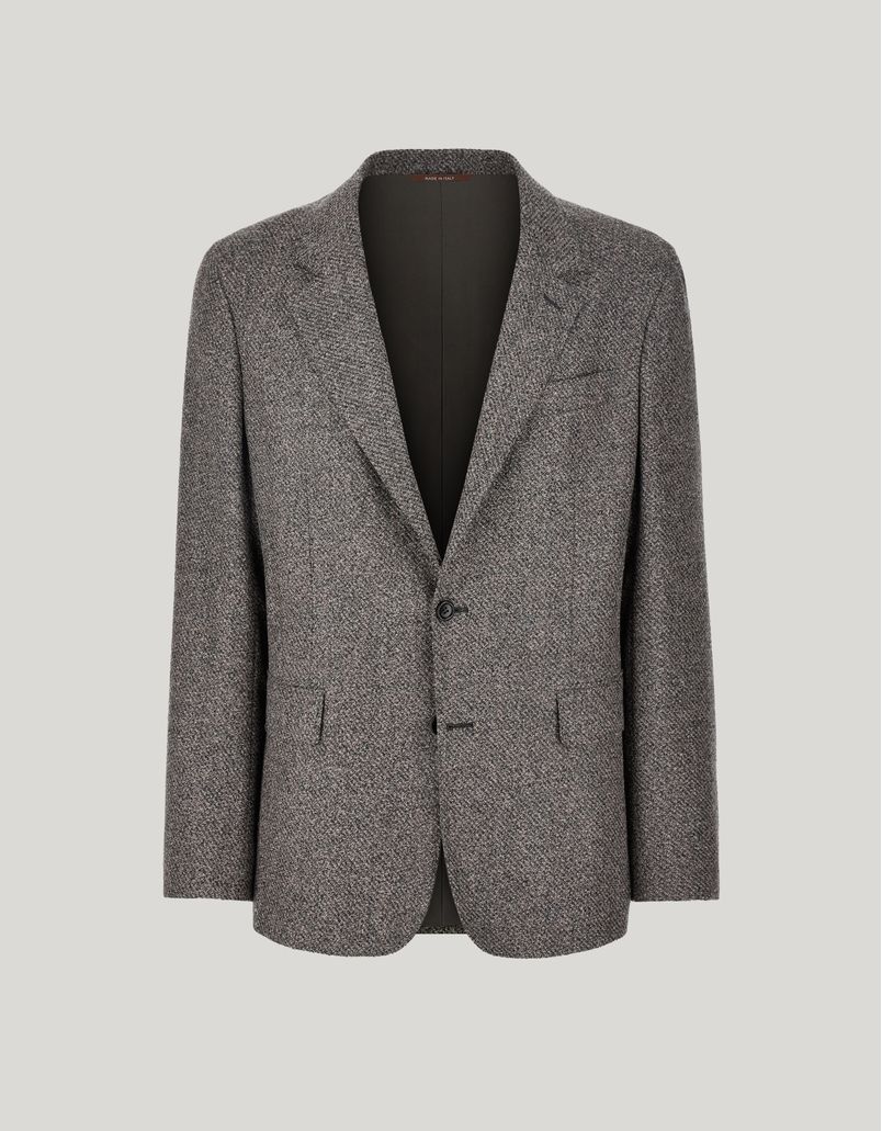 Beige and grey wool blend jacket