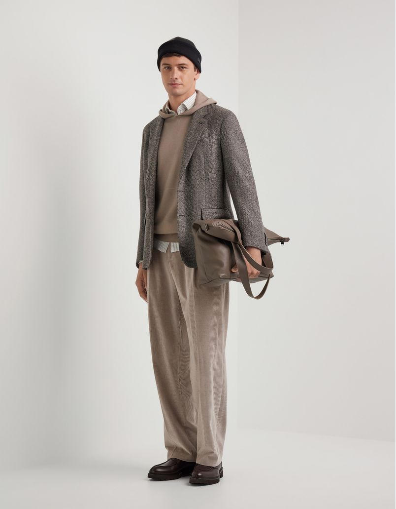 Beige and grey wool blend jacket