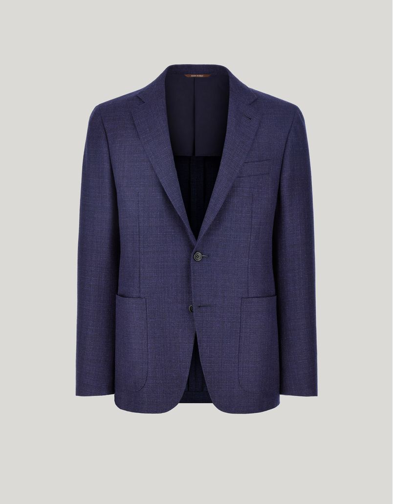 Kei Blue Modern Fit Jacket in Pure Wool