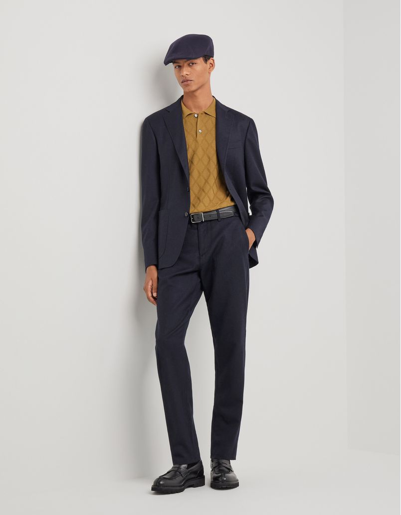 Kei navy blue modern-fit jacket in pure Impeccabile wool