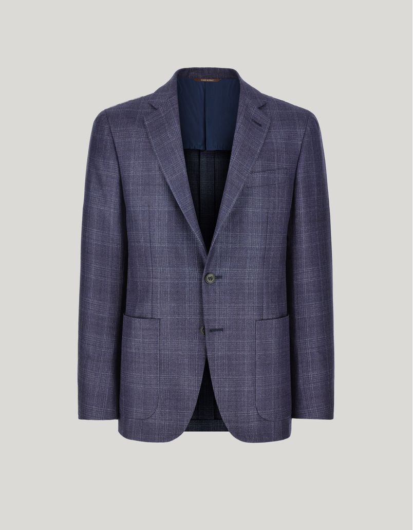 Exclusive blue silk and cashmere Kei jacket